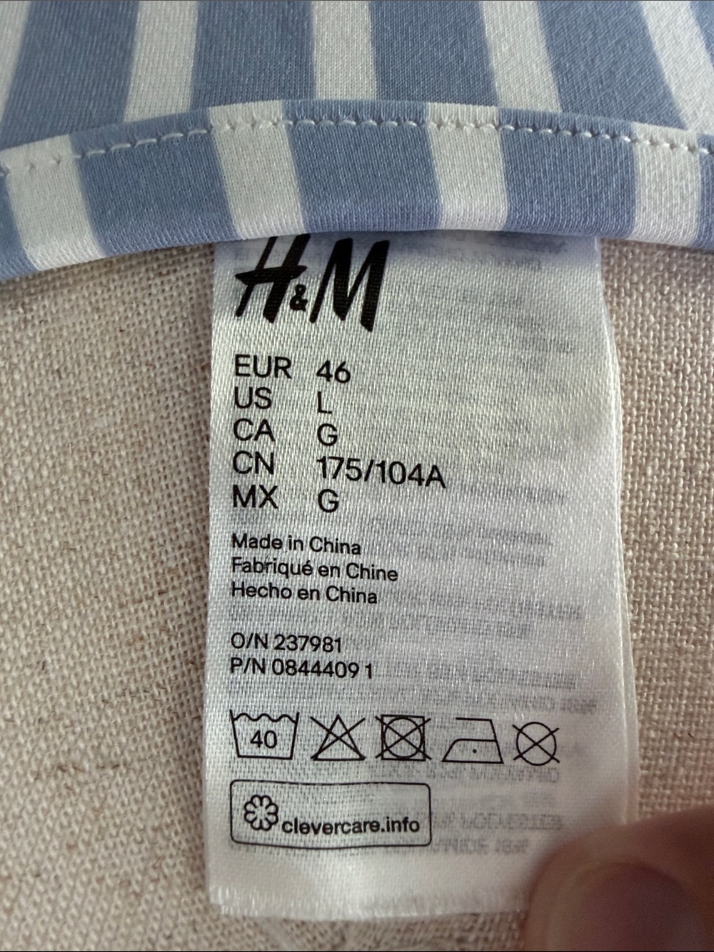 H&M Light Blue and White Striped Swimsuit - Picture 3 of 6
